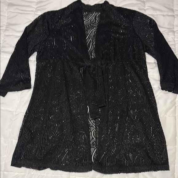 Black Tie Front 3/4 Sleeve Swim
Cover Up - Picture 1 of 8